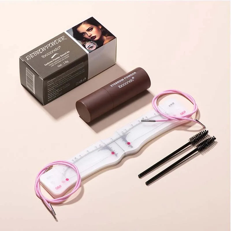 Eyebrow Stamp Stencil Kit Brown Black Brow Powder Hairline Contour Long-Lasting Waterproof Eyebrow Makeup Brow Shape with 12 PCS