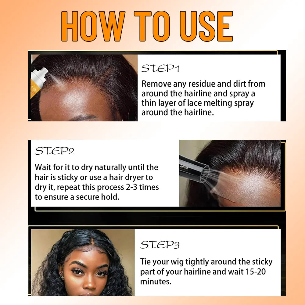 120ml Lace Melting Spray Strong Hold Hair Glue Wig Styling Spray Invisible Lace Melting Spray Quick Drying Wig Accessory