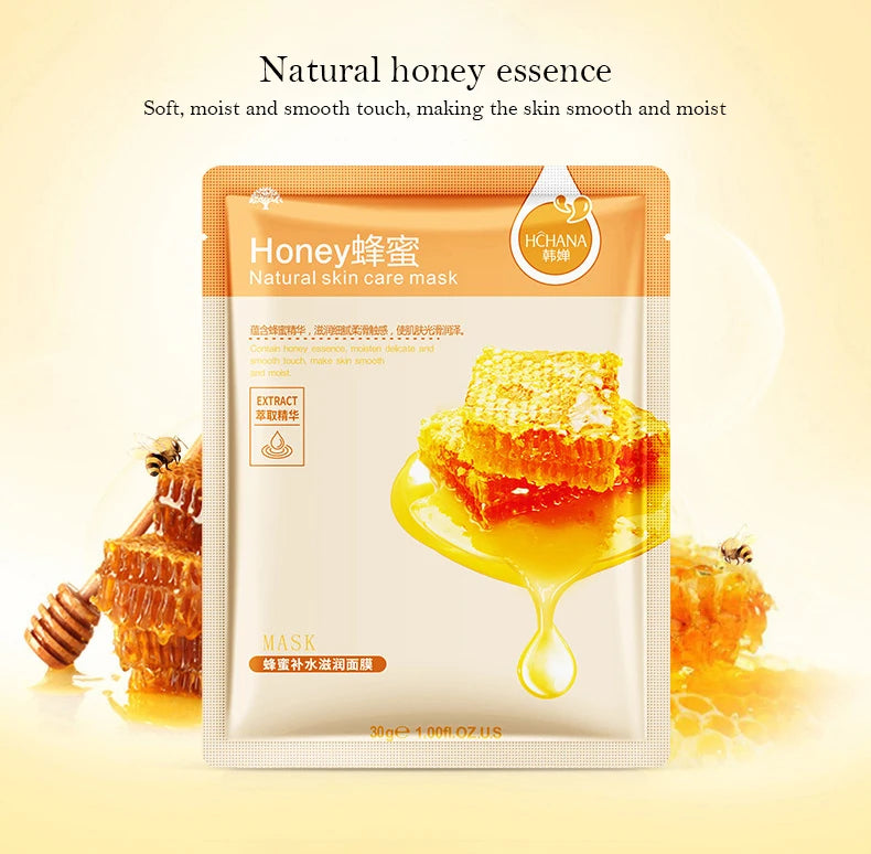 10pcs Natural Plant Facial Mask Moisturizing Oil Control Anti-Aging Fruit Aloe Korean Sheet Face Mask Beauty Skin Care Prodcuts