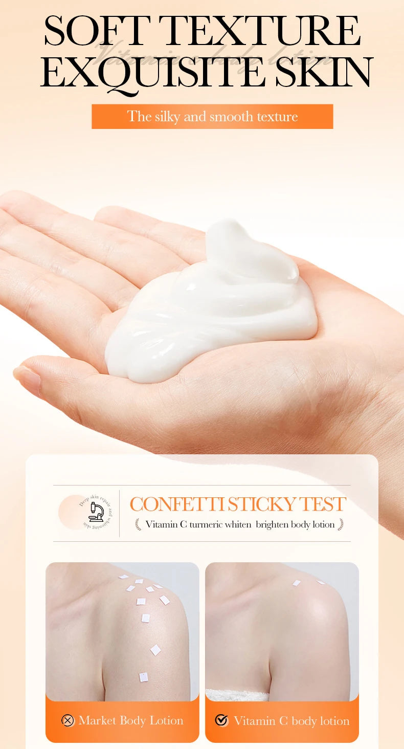 Turmeric Vitamin C Body Lotion Super Moisturizing Tender Firming Skin Brightening Face Cream Dark Spots Lighten  Skin Care 300ml