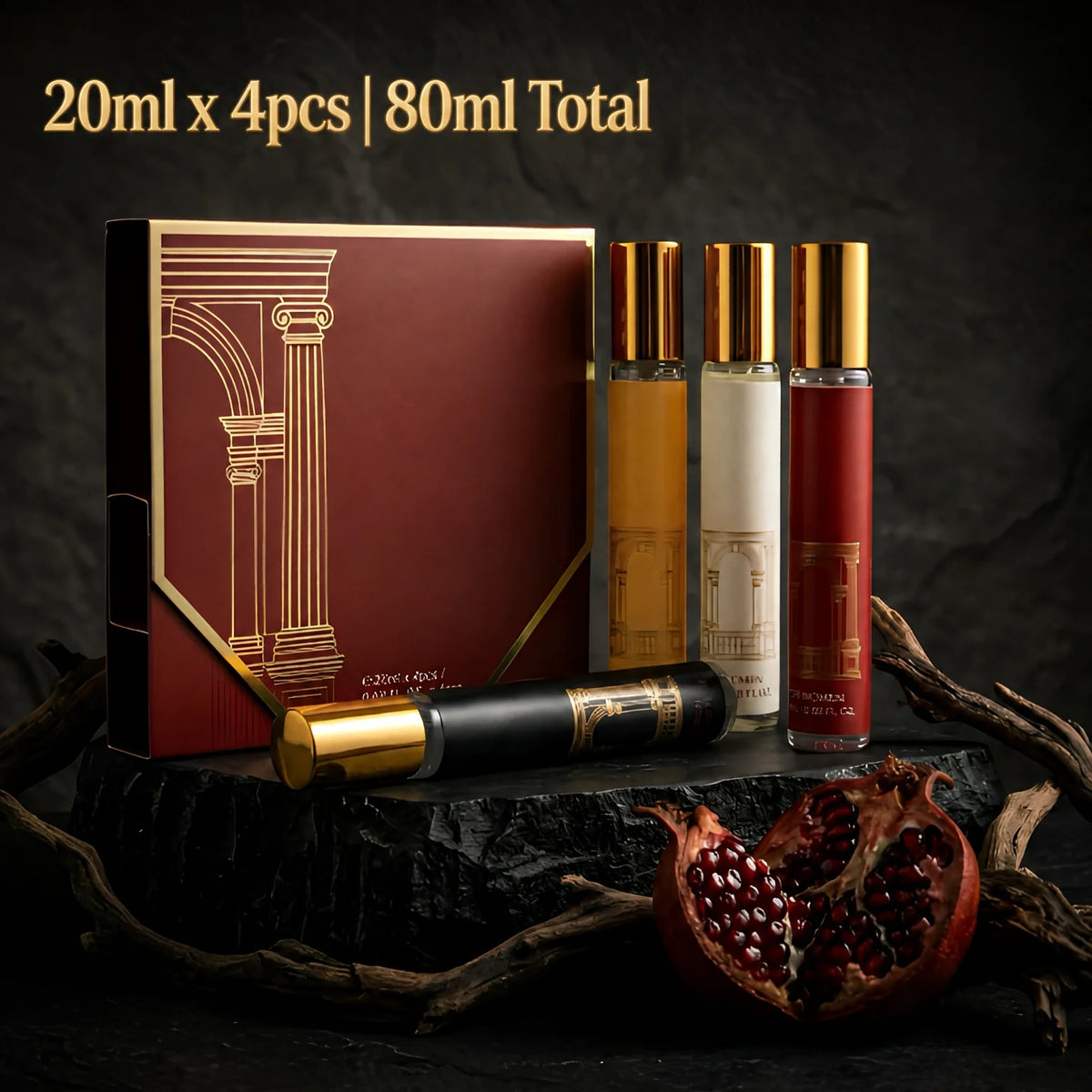 MYSTICAL 4pcs Women's Perfume Variety Collection, Long Lasting EDP Scent Wardrobe for Beach Vacations, Office & Zen Evenings, Coconut Milk, White Tea, Rich Rose & Oud Scents, 0.68oz X 4 Portable Purse Sprays, Luxury Salon Fra