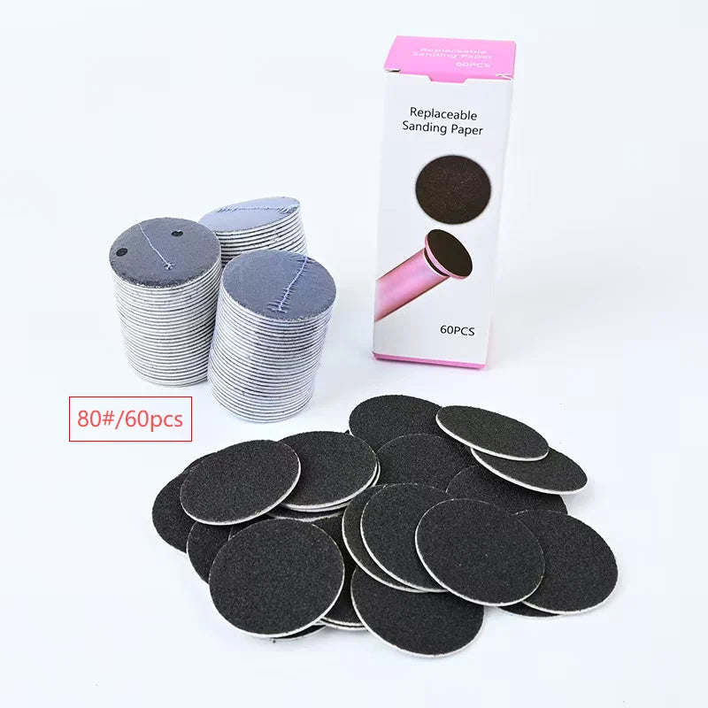 TP43mm 60pcs/Box Sandpaper For Electric  Paper Professional Pedicure Foot Dead Skin Nail File Cuticle Callus Replaceable Sandin