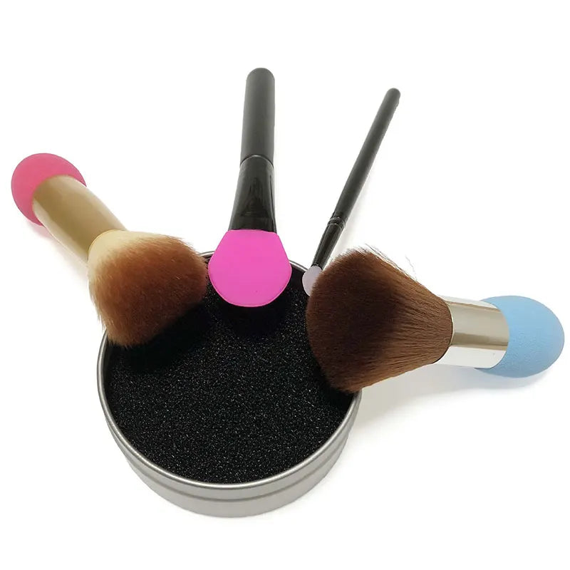 Makeup Brush Cleaner Sponge Cosmetic Brush Dry Wash Box Eyeshadow Color Powder Removal Activated Carbon Sponge Cleaning Case