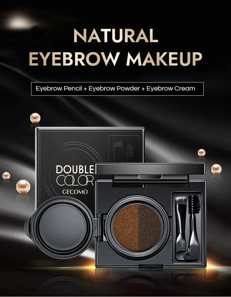 GECOMO Two-color Air Cushion Eyebrow Powder Color Waterproof and Sweat-proof Long-lasting Eye Brow Cream