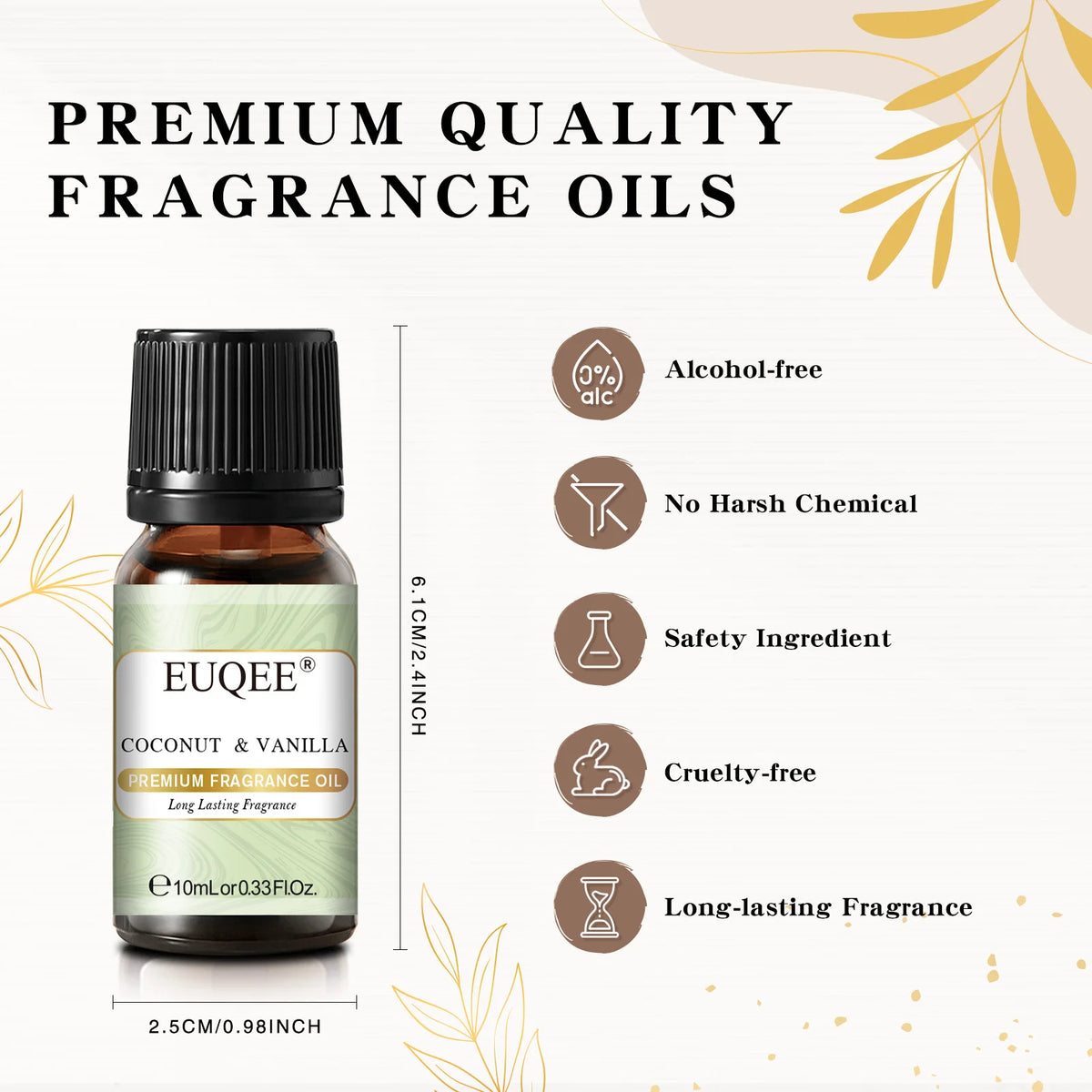 EUQEE 10ML Coconut & Vanilla Bubble Gum Fragrance Oil Coffee Pumpkin Pie Cedarwood Premium Aroma Oils For Making Candle,DIY Soap