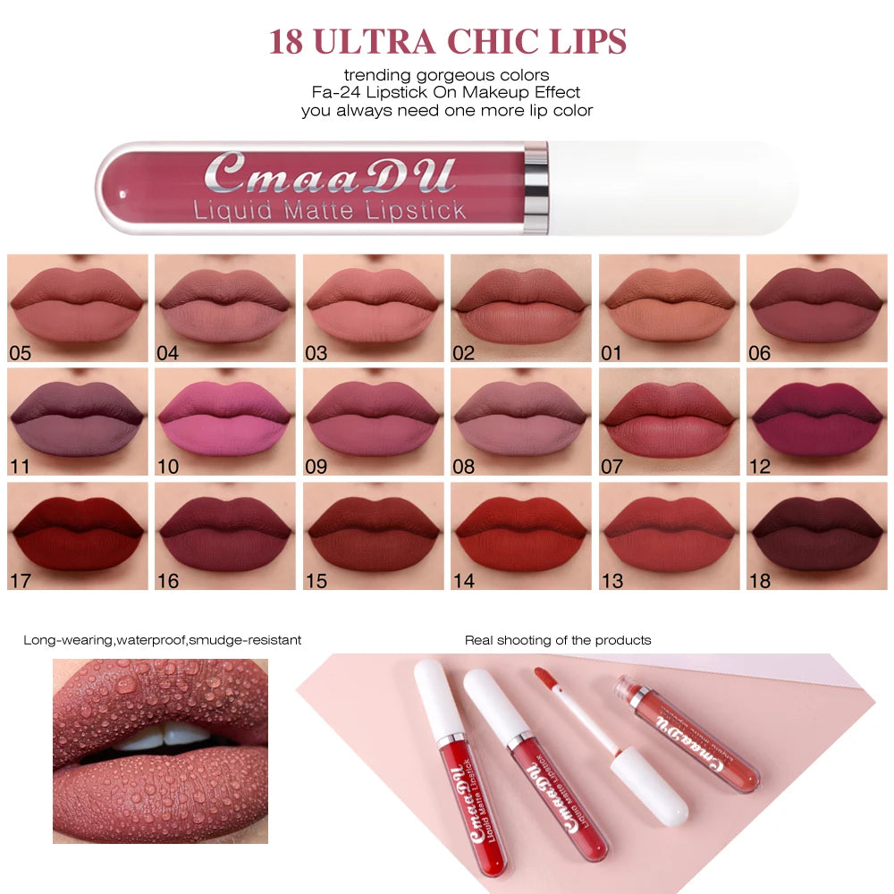 3 Pcs Matte Lipstick Lip Gloss Sets Long-Lasting Non-Fading Waterproof Non-stick Cup Exquisite Gift Everyday Holiday Universal