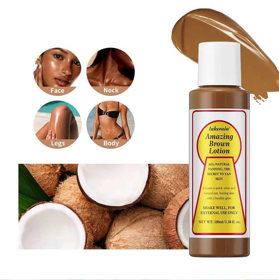 Self-tanning Lotion Waterproof Sweat Proof Colorfast Long-lasting Brown Skin Effect Coconut Flavor Gorgeous Tan Skin Lotion