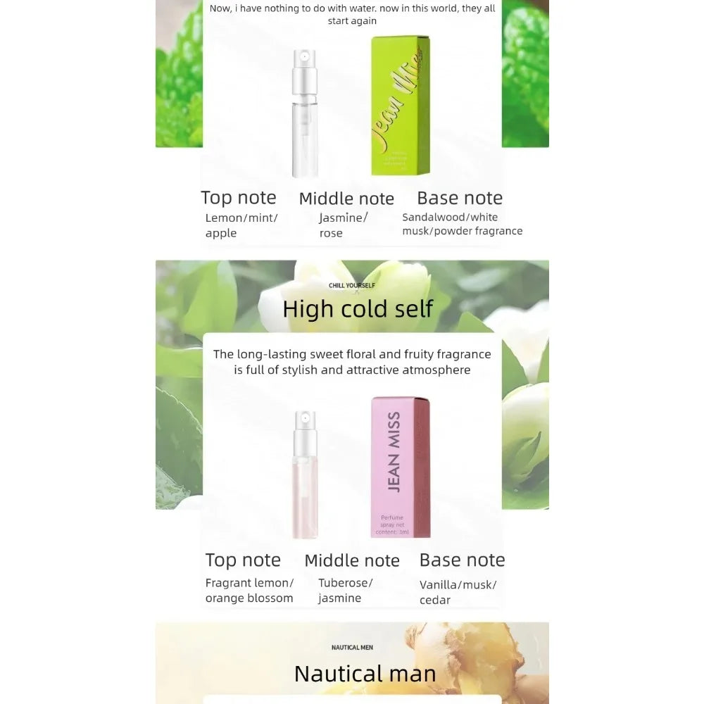 10PCS Mini Travel Size 3ml Perfume Women Men Unisex Fragrance Set Eau De Toilette Gift for Her Him Deodorant Body Spray