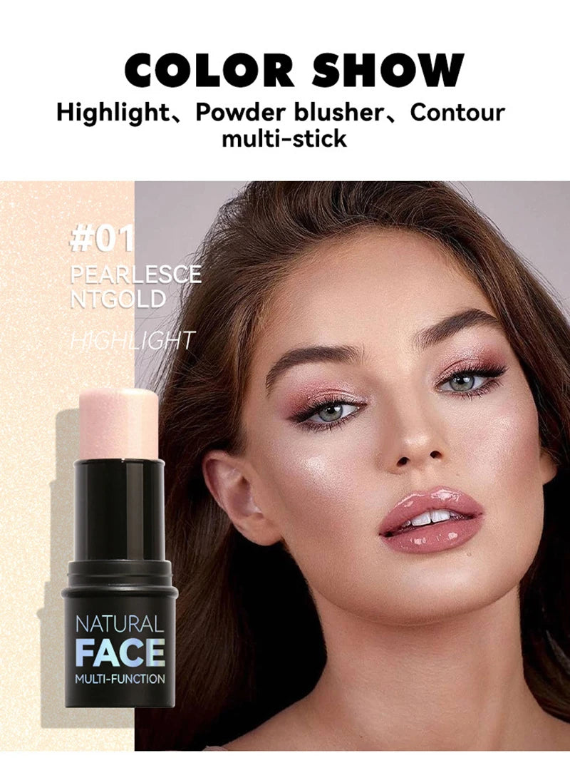 Face Pearl Stone Highlighter Stick Contour Shading Lasting Cheek Stereoscopic Brightening Skin Blush Illuminator Makeup Cosmetic