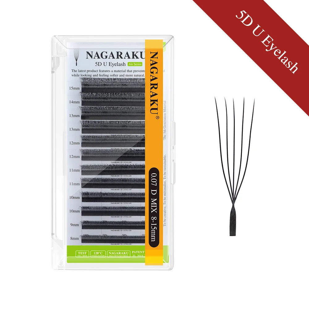 NAGARAKU U-Shaped 3D 4D 5D Lashes Extensions Natural Soft U Lashes Premium Mink Brazilian Cilios Mink False Eyelashes
