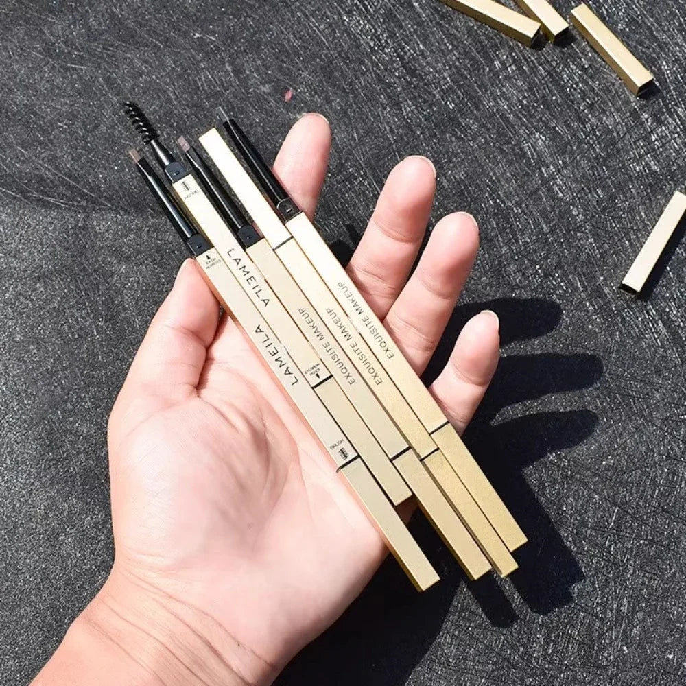5 Colors With Brush Double Head Eyebrow Pencil Waterproof Smooth Eyebrow Stick Sweatproof Eyebrow Gel Tattoo Pencil Cosmetics