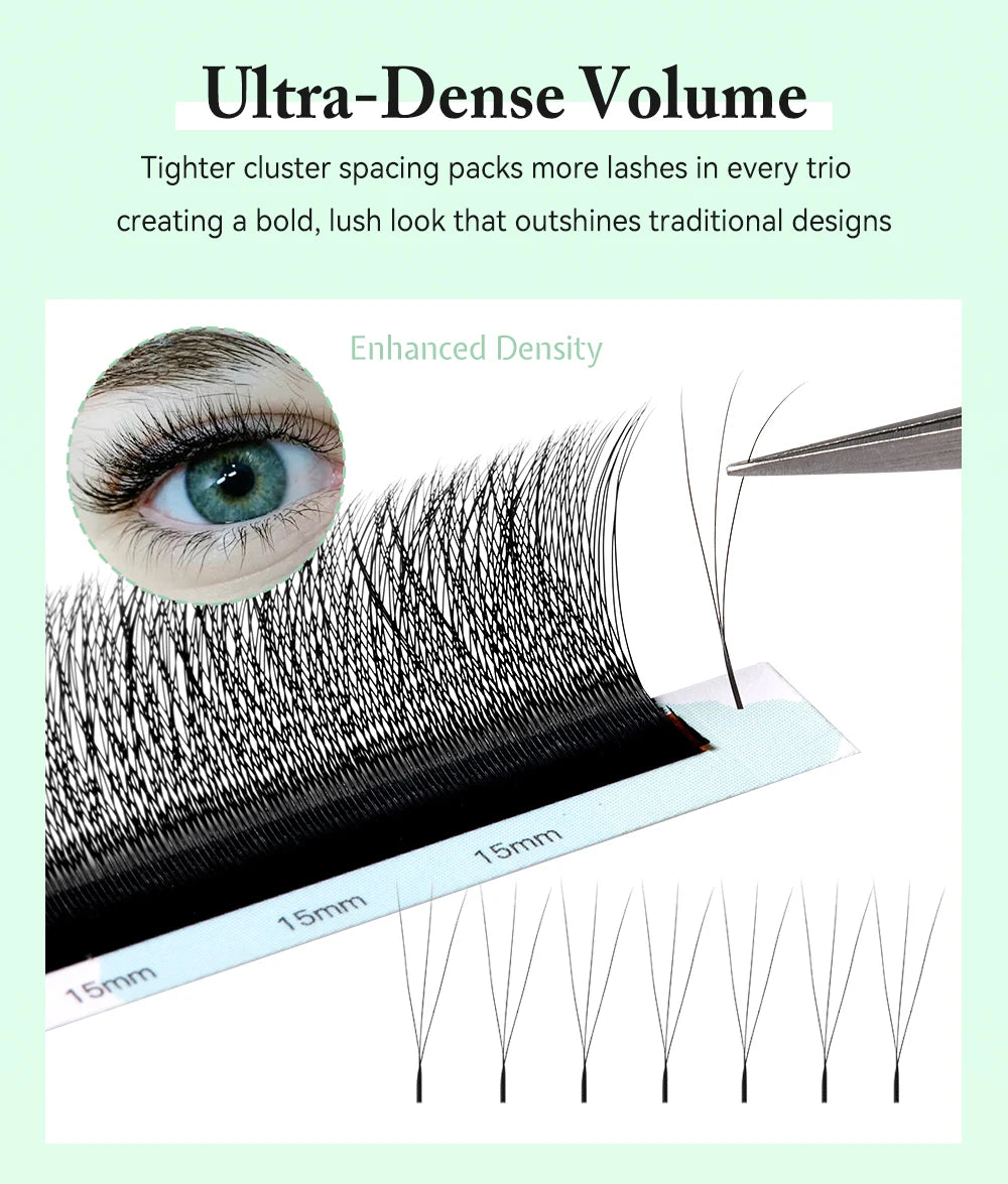 Yelix 3D Lashes Smaller Spacing 3D W Shape Eyelash Extension Premade Volume Fan Lashes Natural Soft Narrow 3D W Lashes