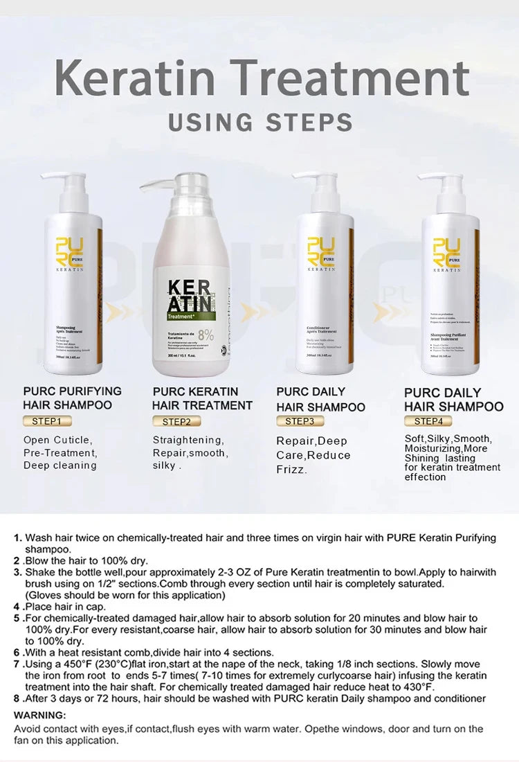 PURC Daily Shampoo Hair Scalp Cleaning Treatment Keratin Post-straightening Shampoo 300ml