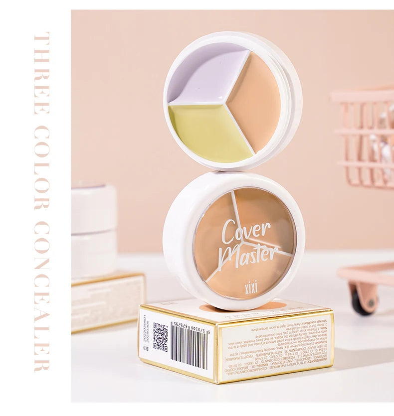 XIXI Pure Holding Makeup Three Color Concealer Spot Acne Print Repair Foundation Dark circles are not easy to stick powder