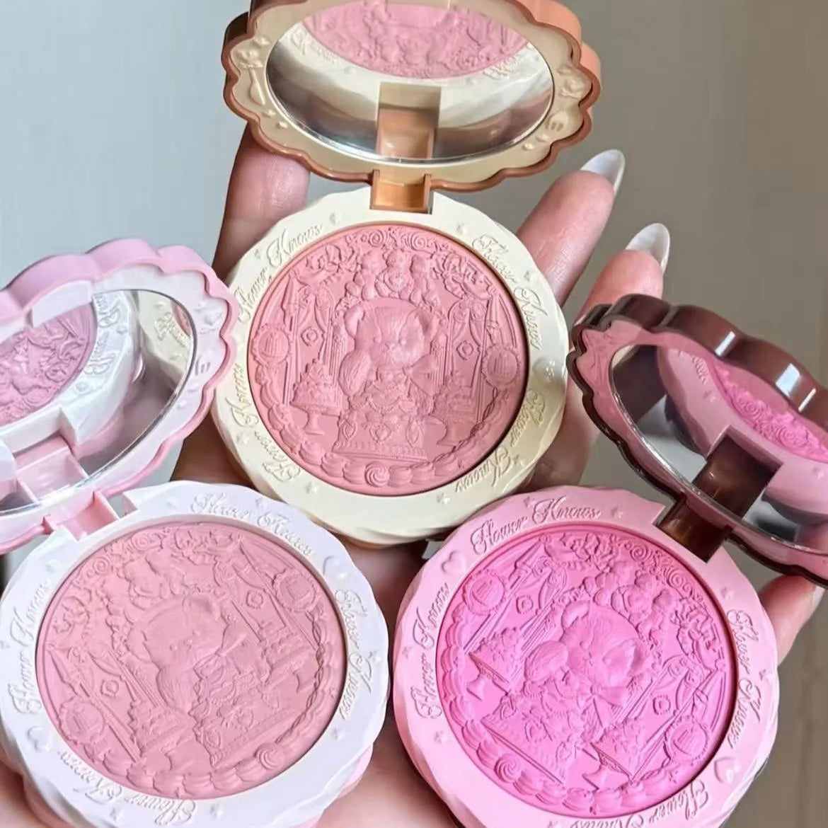 FLOWER KNOWS THE SWEETIE BEAR COLLECTION Silk Satin Blush Powder For Cheeks Contour Face Bunny Garden Blush Natural Matte Finish