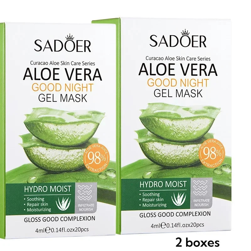 20Pcs Sadoer Aloe Vera Sleeping Facial Masks Moisturizing Anti-Wrinkles Hydrating Anti-Aging No Wash Face Mask Facial Skin Care