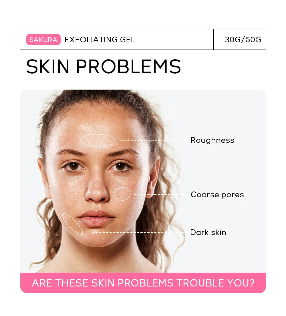 Sakura Exfoliating Gel, Face and Body Exfoliating Scrub Gel, Deep Cleansing Moisturizing Facial Exfoliator