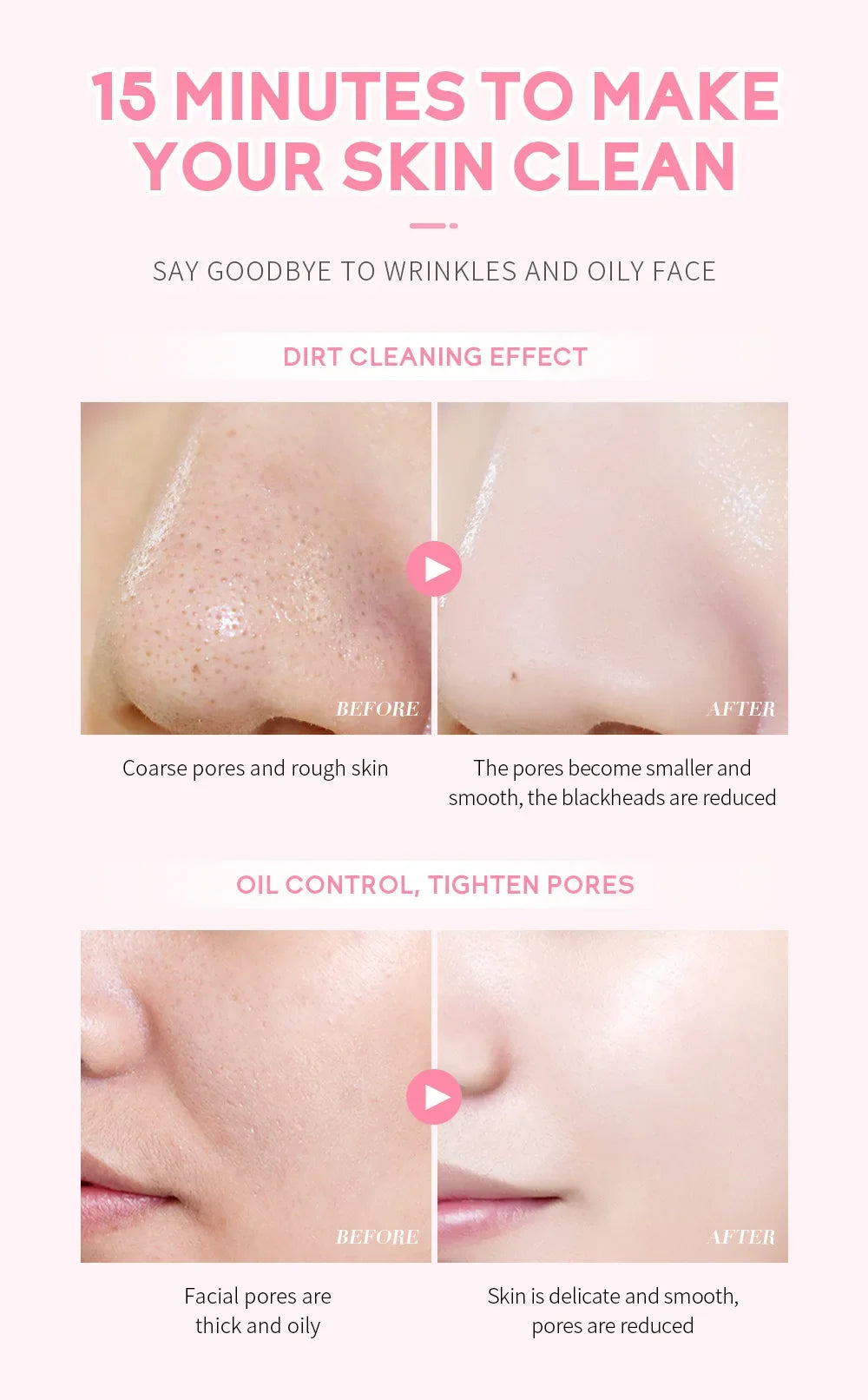 Laikou Sakura Mud Mask Deep Cleansing Oil Control Balance Antioxidan Shrink Pores Remove Blackheads Refreshing Facial Mask90/25g