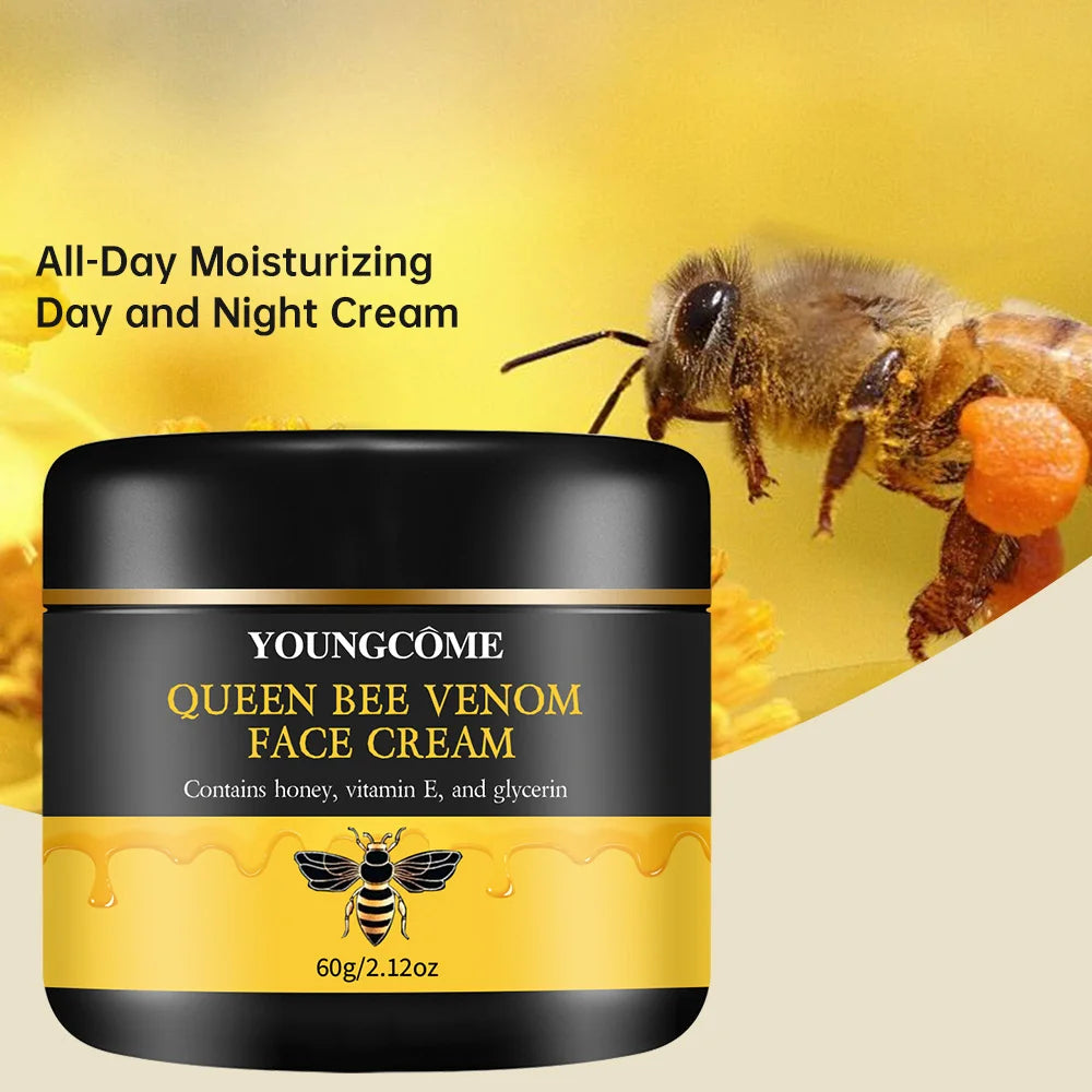 Queen Bee Venom Anti-Aging Face Cream - Collagen Boost & Deep Hydration, Wrinkle Reduction, Day/Night Moisturizer for All Skin