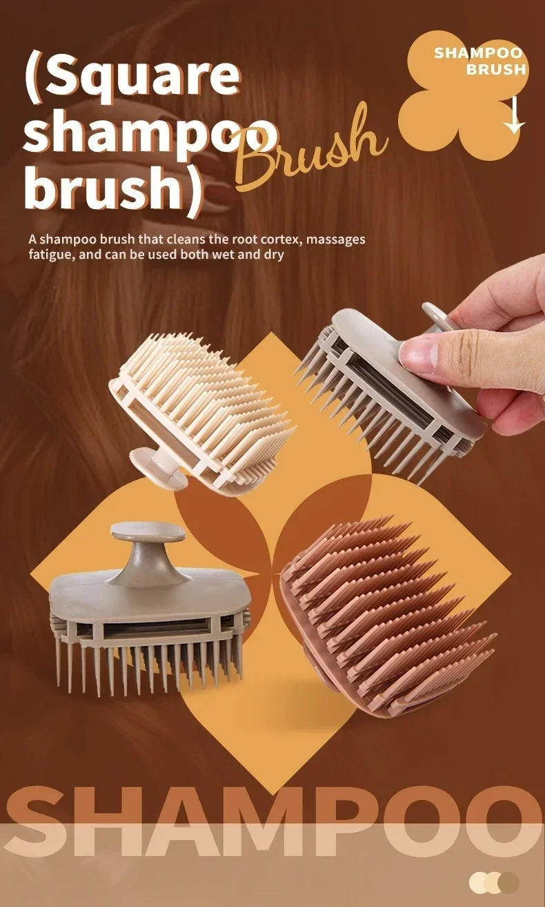 Square Shower Scalp Massager Brush Shampoo Hair Wash Comb Body Exfoliator Portable Salon Household Hairdressing Care Accessory