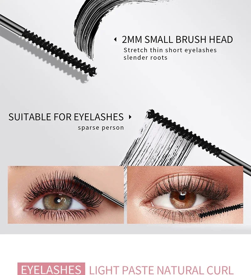 Silk Fiber Curling Mascara, Ultra-Fine Brush, Lengthening & Volumizing, Waterproof, Smudge-Proof, Long-Lasting, Unisex, Eye Safe