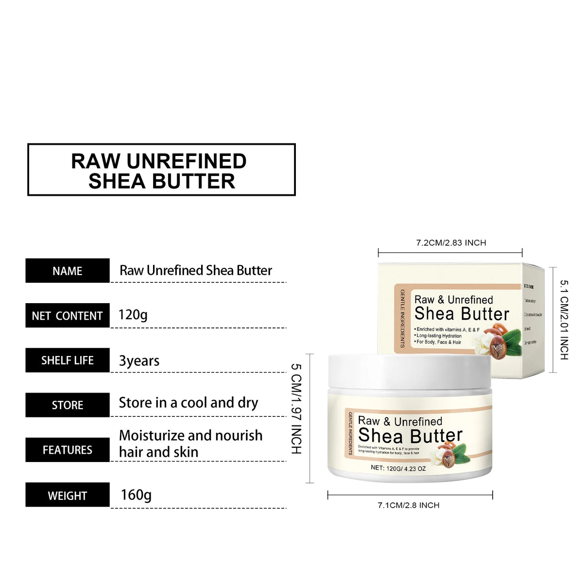 Natural Shea Butter Cream Improve Dry Skin On Legs Arms Deep Hydrating Moisturizing Skin Cracks Organic Face Body Moisturizer