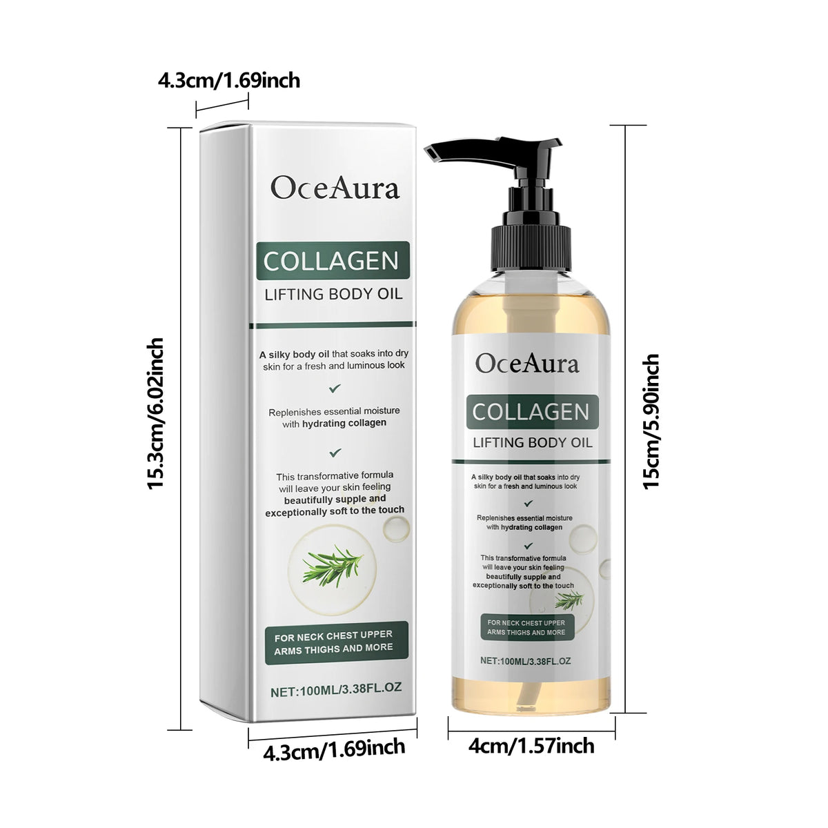 Collagen Lifting Body Oil Tighten Skin Elasticity Moisturizing Firm Sagging Skin Non-greasy Rosemary After Shower Body Oil