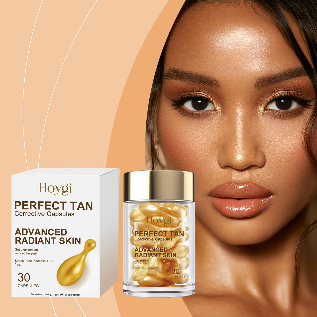 Portable Tanning Capsule Tan Accelerator Outdoor Sunbathing UV Prevent Sunburn Even Skin Tone Sunless Self-Tanning Serum 30PCS