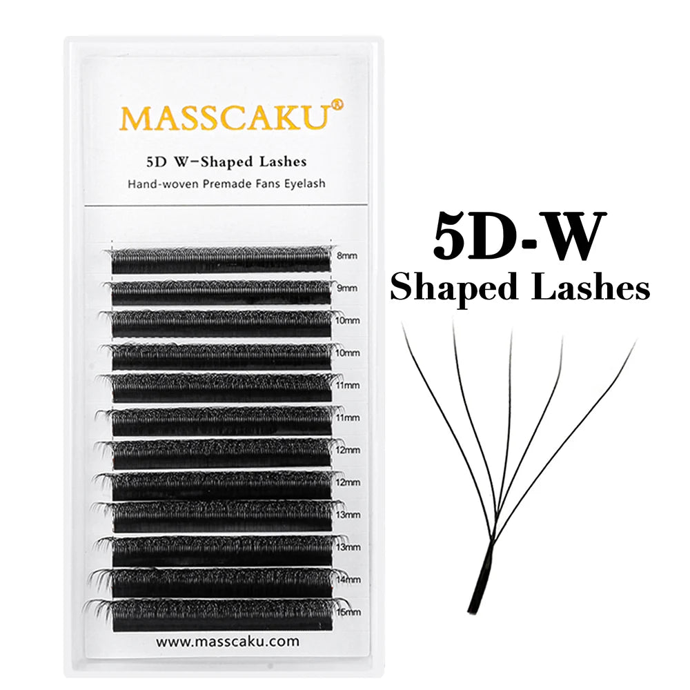 MASSCAKU Wholesale C/D Curl Faux Mink Premade Volume Fans Lash Individual Fluffy 6D 7D 8D 9D 10D W Style Eyelash Easy to Pick