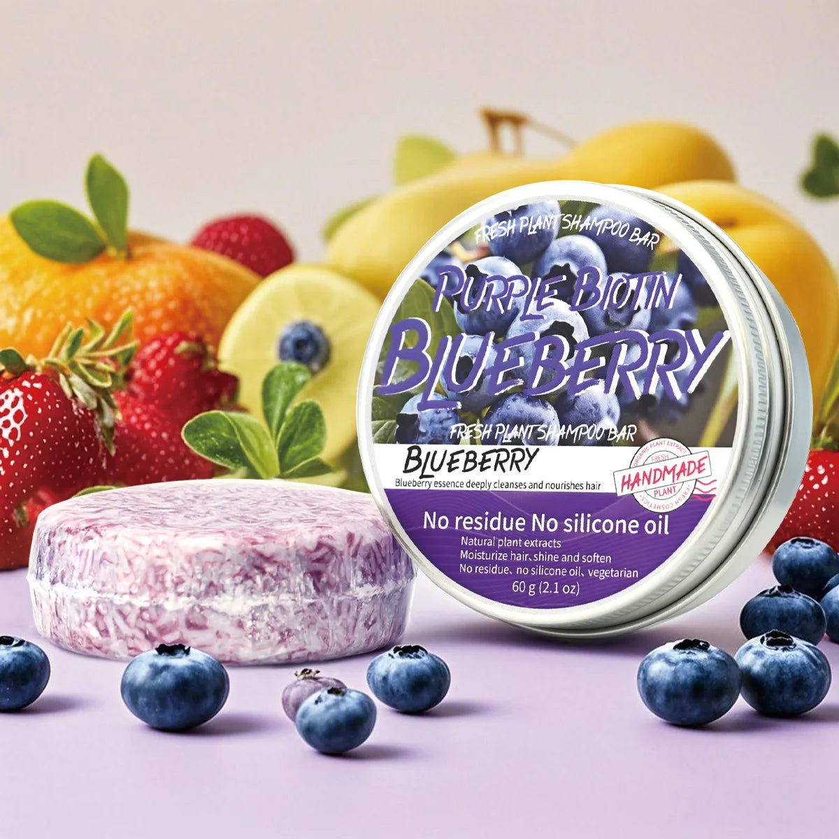 Nature Plant Fruit Cherry Solid Shampoo Refreshing Lemon Aloe Vegan Soap Skin Oil Control Dandruff Shampoo Bar