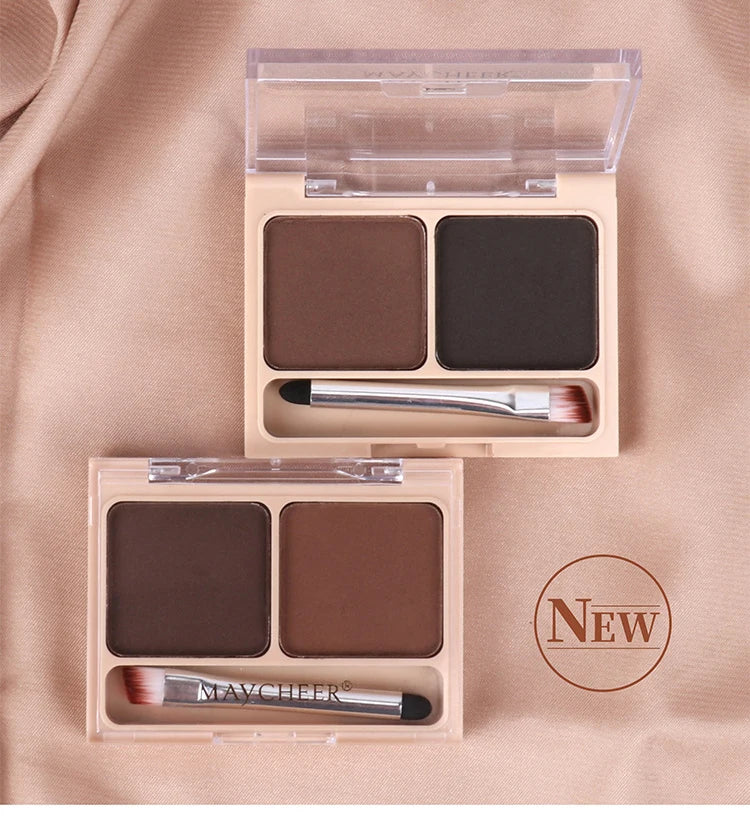 2Color Eyeshadow Powder Makeup Black Brown Coffee Waterproof Eyebrow Powder Eye Shadow Eye Brow Palette with Brush Eyebrow Cream