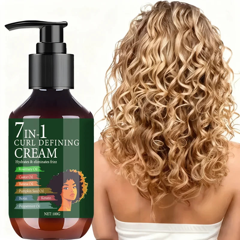 7 IN 1 Curl Defining Cream 1+1 Pack 100g with Biotin Keratin Collagen Vitamin C Moisturizing Anti Frizz Hair Styling Cheap Deal