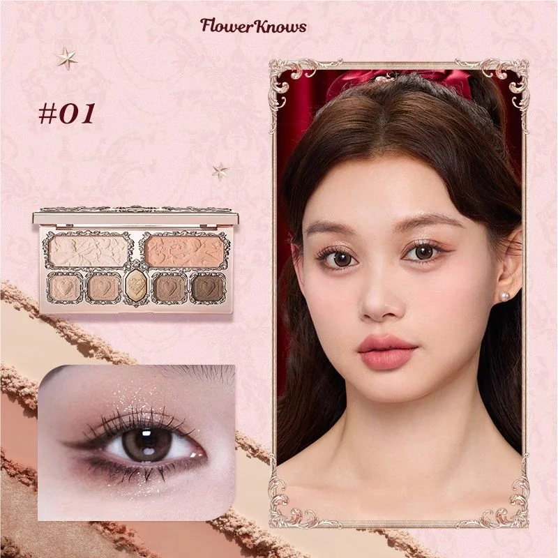 Flower Knows Swan Ballet 6 Color Eyeshadow Palette Matte Shimmer Pearl Glitter Waterproof Highly Pigmented Long Lasting Makeup