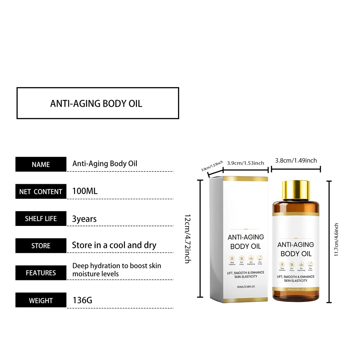 Body Oil Centella asiatica Moisturizing Hydrating Skin Care Non Greasy Body Lotion Oil 100ml Nourishing Body Daily After Shower