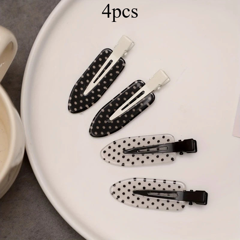 Black White Polka Dot Acrylic Hair Clips Minimalist Secure Hold Suitable for Daily Wear Party Outfits Hair Styling Accessories