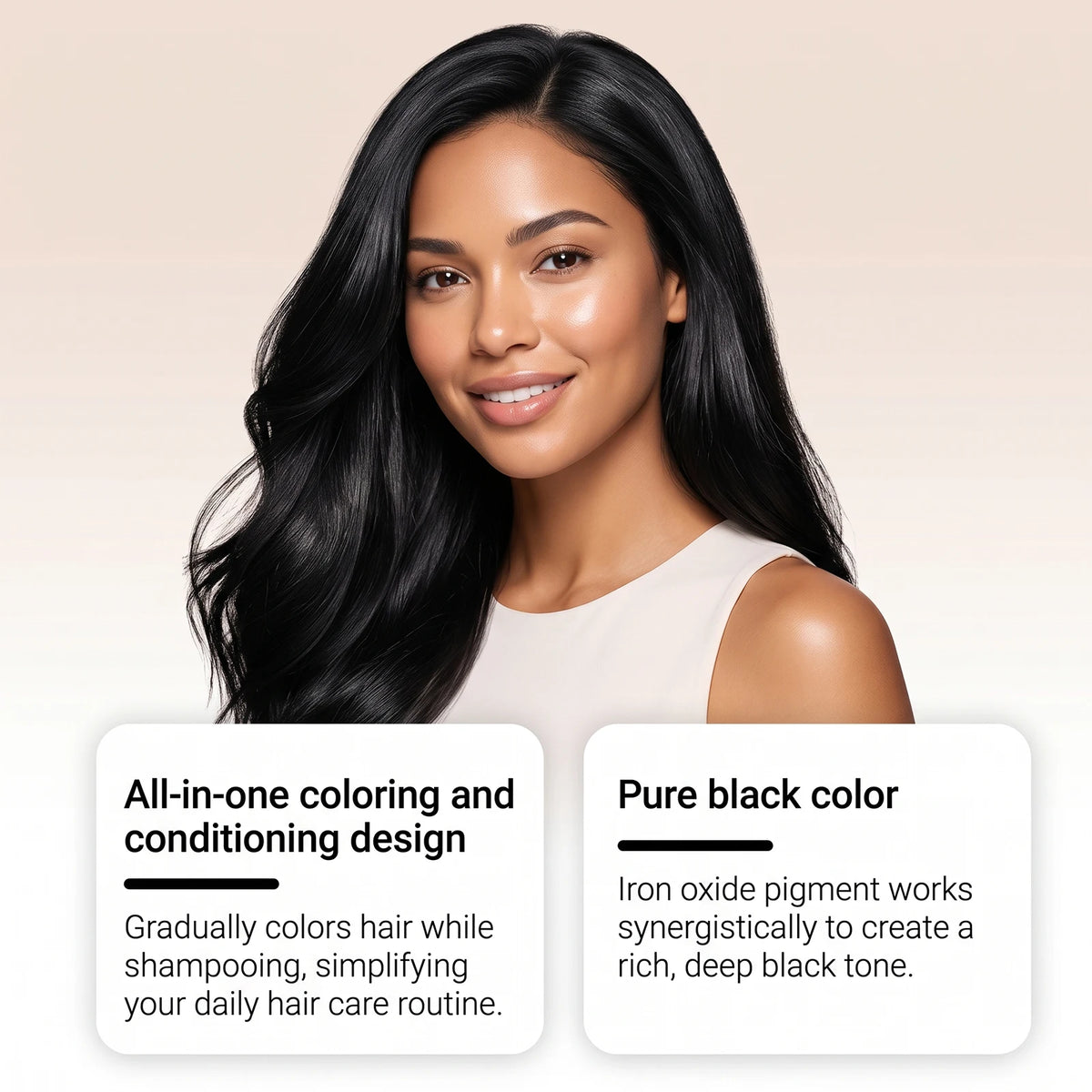 3 In 1 Semi‑Permanent Hair Color Shampoo,Long Lasting Home Hair Coloring Mess‑Free Gray Hair Solution Mild Botanical Dye Shampoo