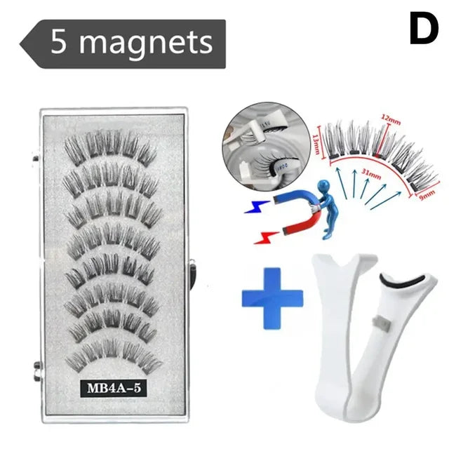3D Natural ,With 5 Lashes Shipping Handmade Drop False Support Eyelashes Magnetic Reusable H8Y7