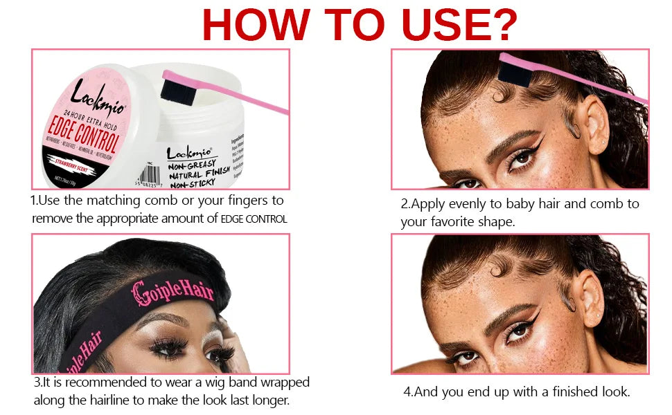 LOKMIO 50g Edge Control 24 Hour Extra Hold Hair Gel Pomade Broken Hair Finishing Styling Cream Smooth Anti-Frizz Wax