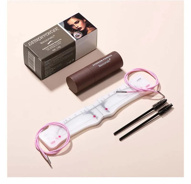 Eyebrow Stamp Stencil Kit Brown Black Brow Powder Hairline Contour Long-Lasting Waterproof Eyebrow Makeup Brow Shape with 12 PCS