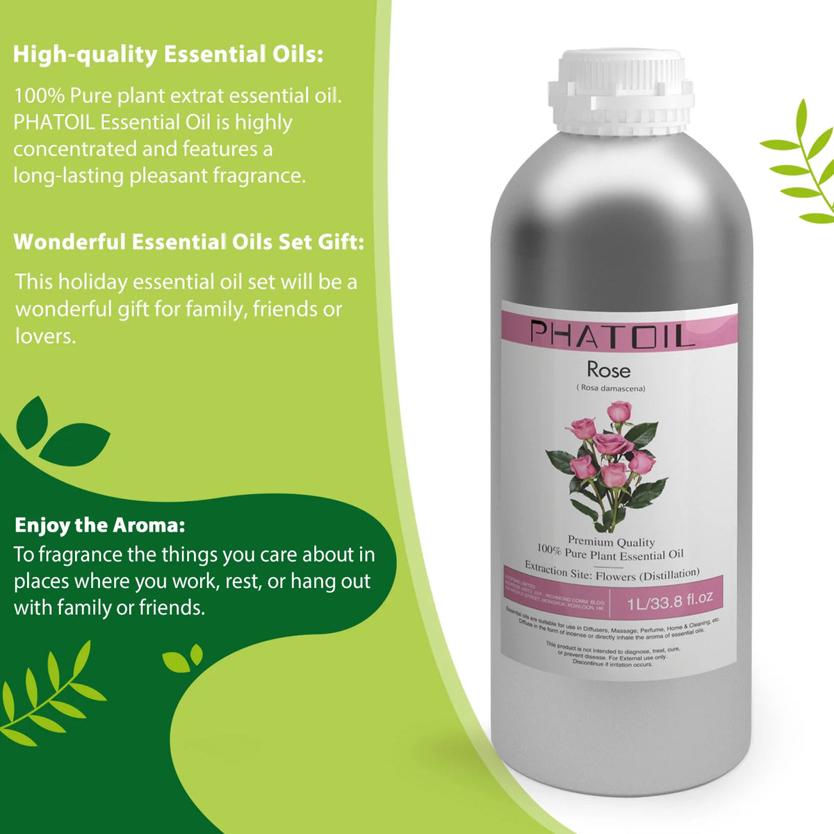 PHATOIL 1000ML Vanilla Pure Plant Essential Oils for Humidifier Aroma Diffuser Oil Massage Spa Bath Fragrance