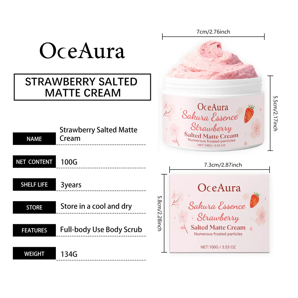 Sakura Strawberry Body Scrub Cream Deeply Cleansing Exfoliating Scrub For Smooth & Glowing Skin Dead Skin Removal Moisturizing