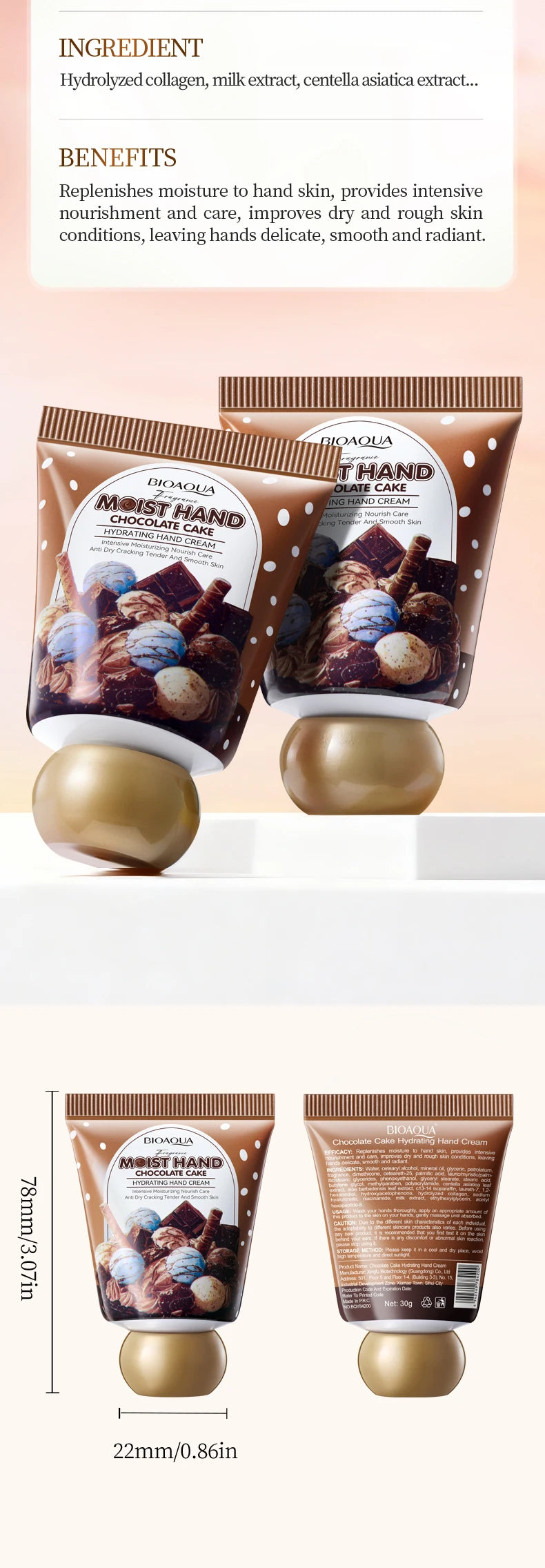 BIOAQUA Chocolate Hand Cream Moisturizing Nourishing Anti-aging Anti Wrinkles Whitening Creams Hands Skin Care Products