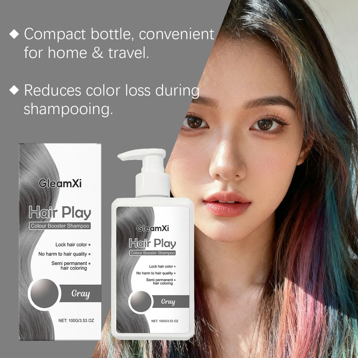 Gray Hair Shampoo 4colors- Color Locking, Moisturizing, Smooth Hair, Lightweight, Even Coloring, Trendy and Fashionable