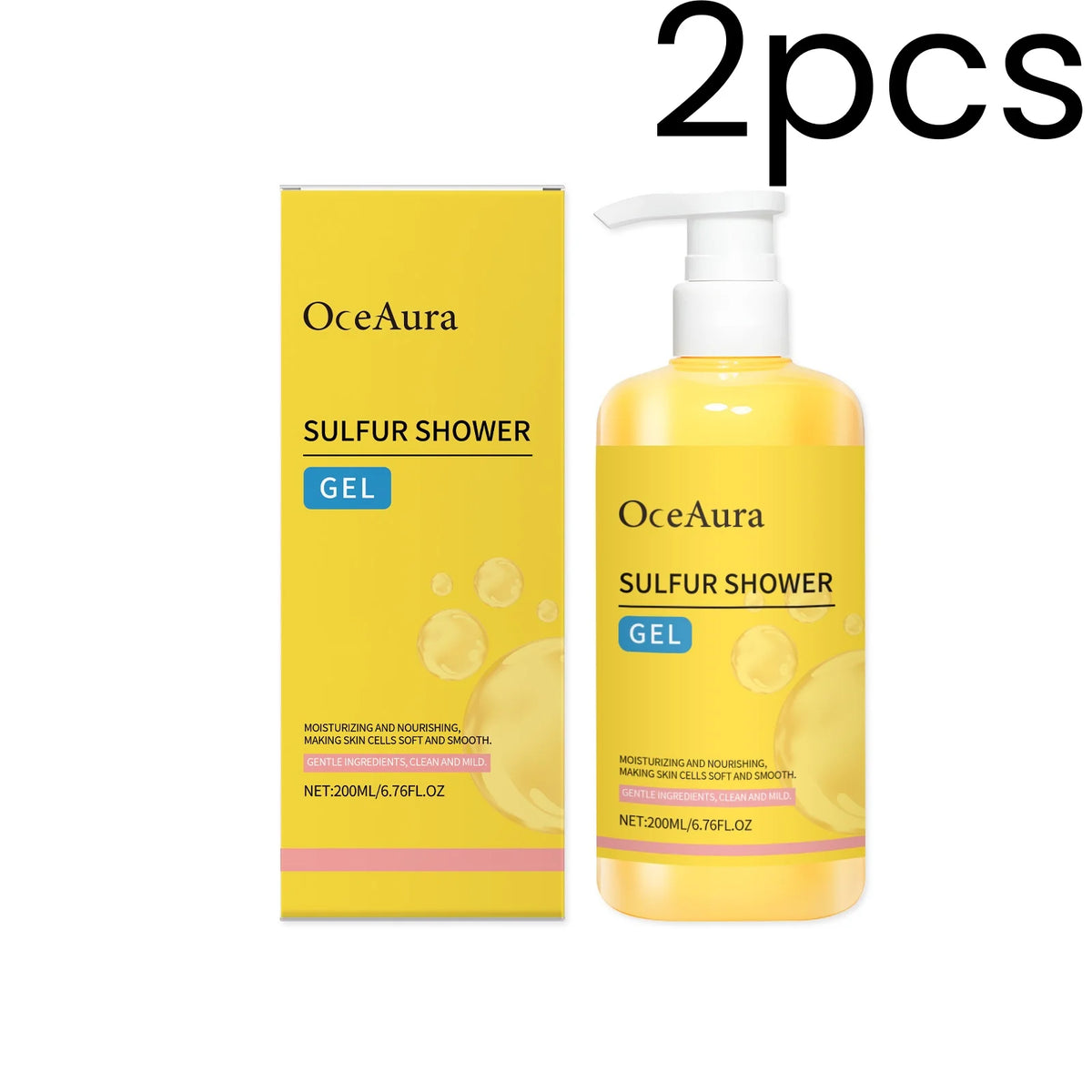 OceAura Sulfur Shower Gel Softening Skin Refreshing Smoothing Long Lasting Moisturizing Gentle Cleansing Sulfur Body Wash 200ml