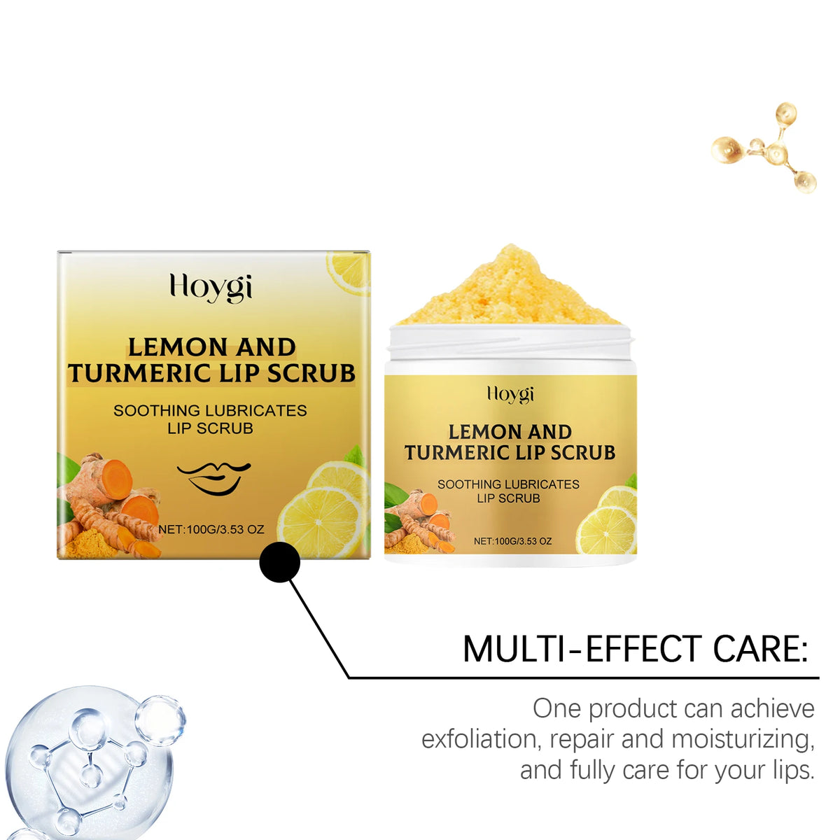 Turmeric Lemon Lip Scrub Dead Skin Removal Exfoliating Moisturizing Balm for Dry Chapped Lips Fade Lip Lines Nourishing Lip Care