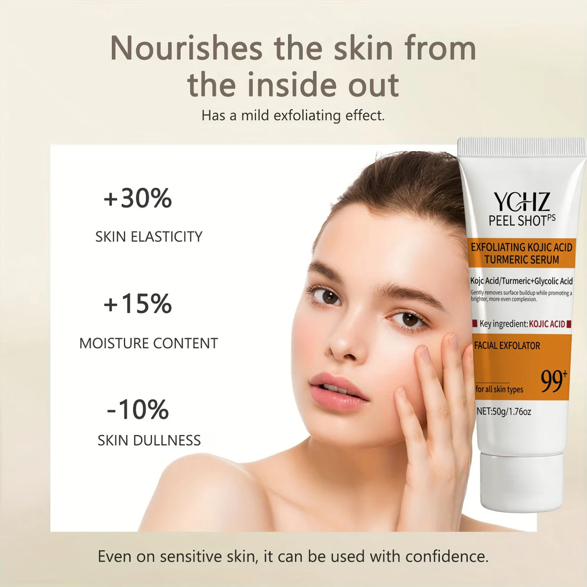 Turmeric Kojic Acid Exfoliating Gel Essence Suitable for Face and Body Gentle Orange Scented Facial Scrub Body Cleansing Gel Removes Dead Skin Scrub Skin Cleanser-50G