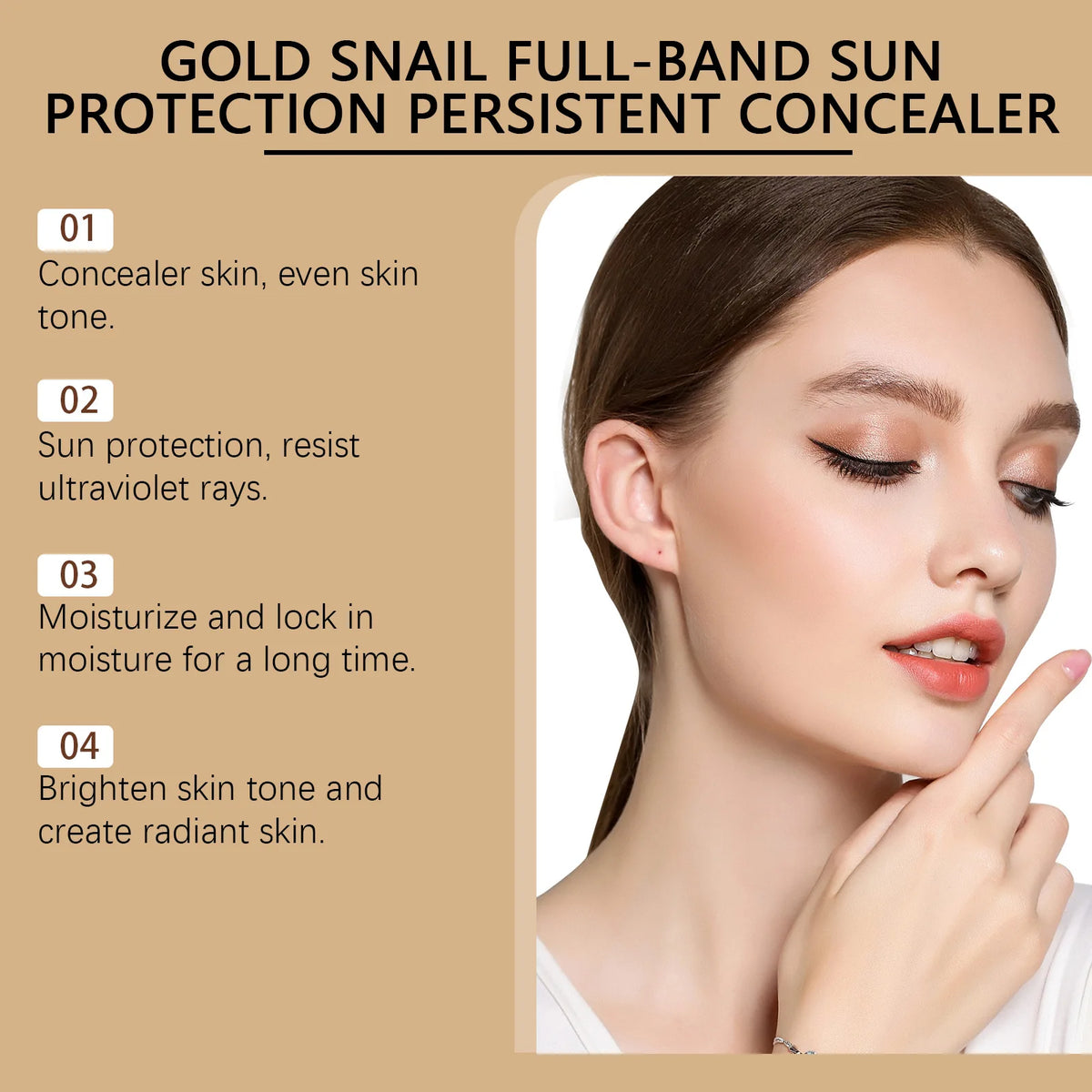 Gold Snail Sunscreen BB Cream SPF 50 Sun Block Makeup Moisturize Face Concealer Long-Lasting Isolation Lotion Concealer Cosmetic