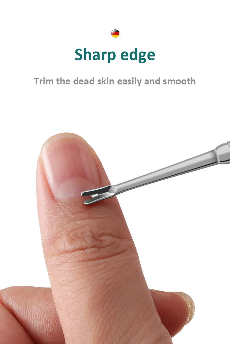 Premium Cuticle Remover Tool: Surgical Grade Stainless Steel Nail Art Manicure Scraper for Dead Skin & Nail Cleaning