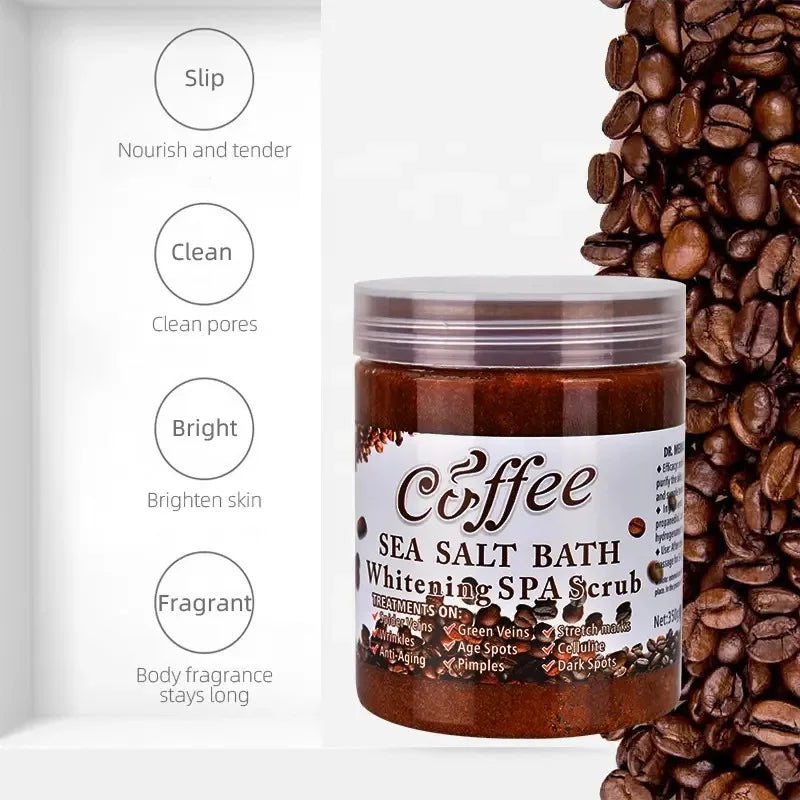 350g/680g Coffee Whitening Spa Scrub Bath Salts Exfoliating Body Scrub Deep Clean Dead Skin Moisturizing Bubble Wet Sea Salt