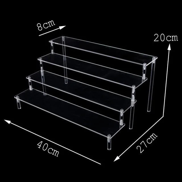 Acrylic Riser Display Shelf,3 Tier Display Stand for Amiibo Funko POP Figures,Cupcake Perfume Organizer Makeup Collection Doll